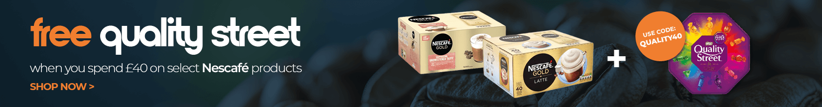 Spend 40 on select Nescafe products and claim a free tub of Quality Street with code QUALITY40.